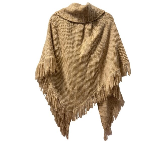 Demdaco Knit Tan Shawl Wrap With Fringe Hemline beige. NWT - Picture 10 of 12